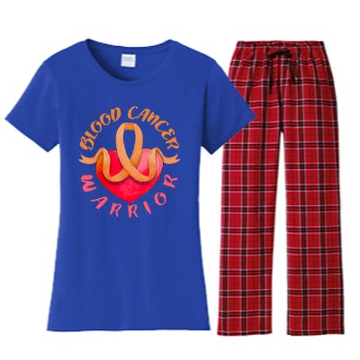 Blood Cancer Warrior Lymphoma Myeloma And Leukemia Awareness Gift Women's Flannel Pajama Set