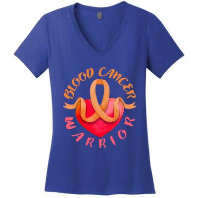 Blood Cancer Warrior Lymphoma Myeloma And Leukemia Awareness Gift Women's V-Neck T-Shirt