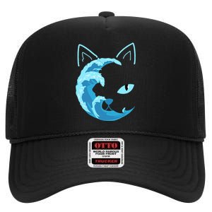 Blue Cats Wave For Kamala High Crown Mesh Back Trucker Hat