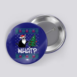 Black Cat What Ugly Christmas Pushing Xmas Tree Cool Gift Button