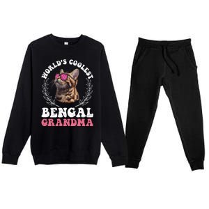 Bengal Cat WolrdS Coolest Bengal Grandma Cat Granny Gift Premium Crewneck Sweatsuit Set