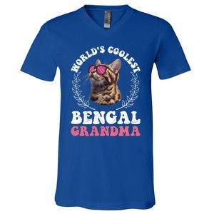 Bengal Cat WolrdS Coolest Bengal Grandma Cat Granny Gift V-Neck T-Shirt