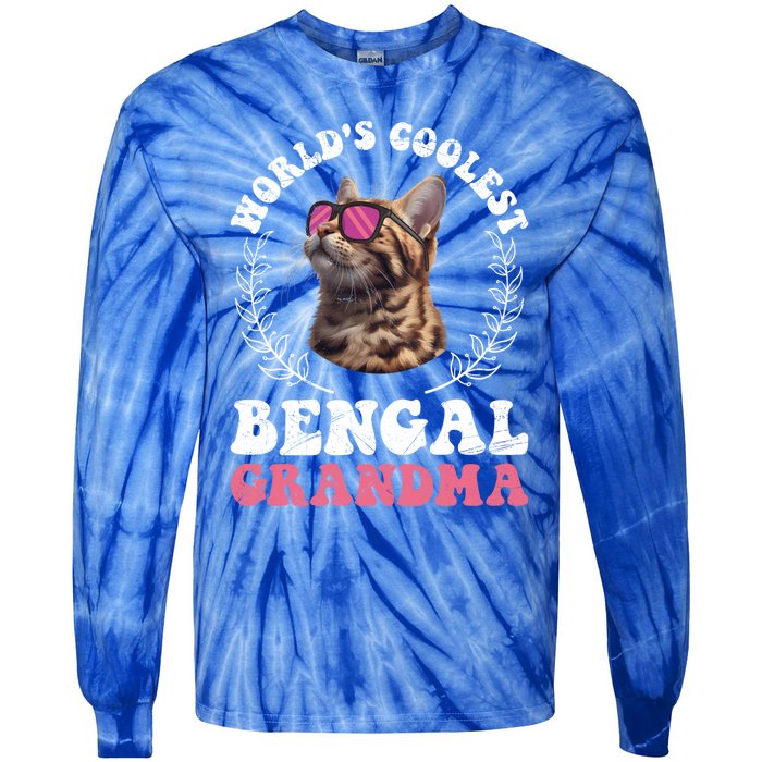 Bengal Cat WolrdS Coolest Bengal Grandma Cat Granny Gift Tie-Dye Long Sleeve Shirt