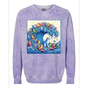 Blue Cats Wave For Kamala Funny Colorblast Crewneck Sweatshirt