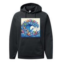 Blue Cats Wave For Kamala Funny Performance Fleece Hoodie