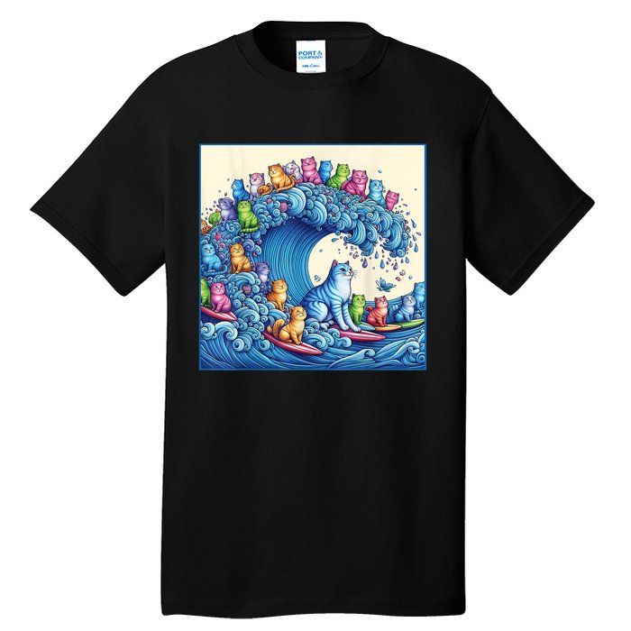 Blue Cats Wave For Kamala Funny Tall T-Shirt