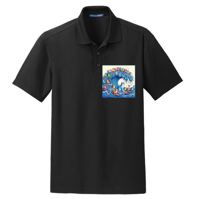 Blue Cats Wave For Kamala Funny Dry Zone Grid Polo