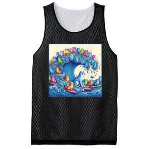 Blue Cats Wave For Kamala Funny Mesh Reversible Basketball Jersey Tank