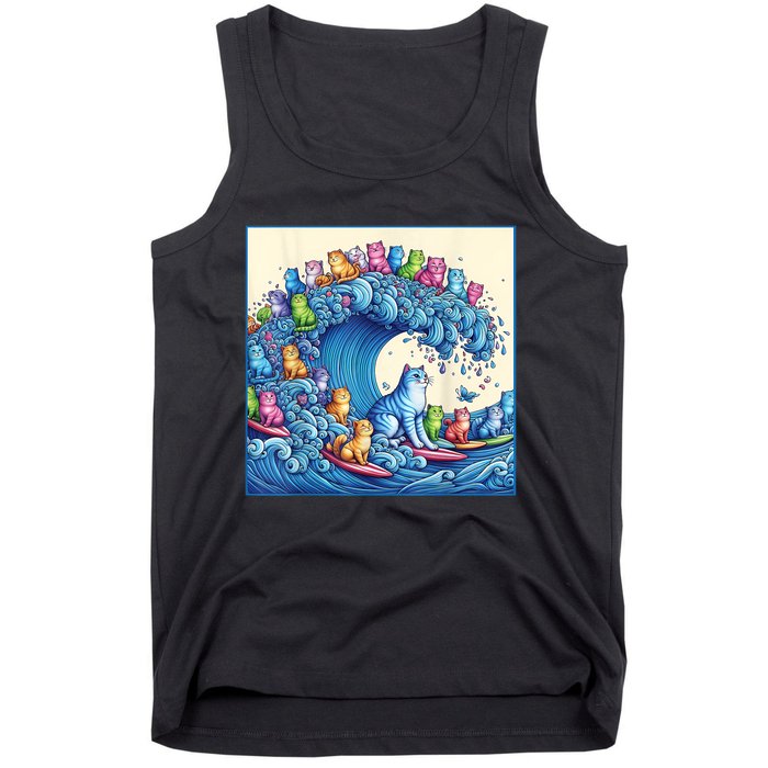 Blue Cats Wave For Kamala Funny Tank Top