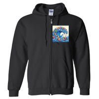 Blue Cats Wave For Kamala Funny Full Zip Hoodie