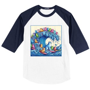 Blue Cats Wave For Kamala Funny Baseball Sleeve Shirt