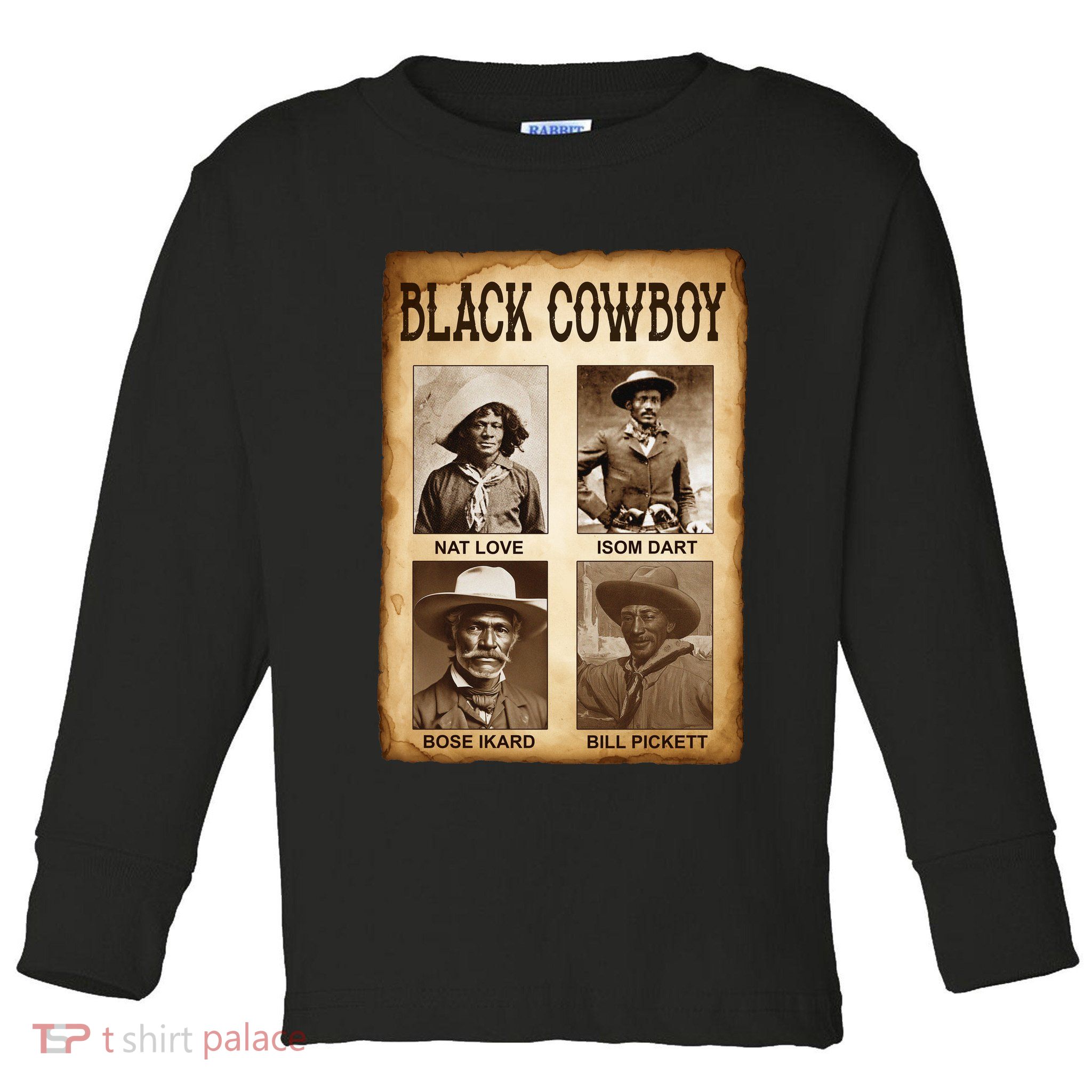 Black Cowboy Western Rodeo Melanin Black History Texas Toddler Long Sleeve Shirt