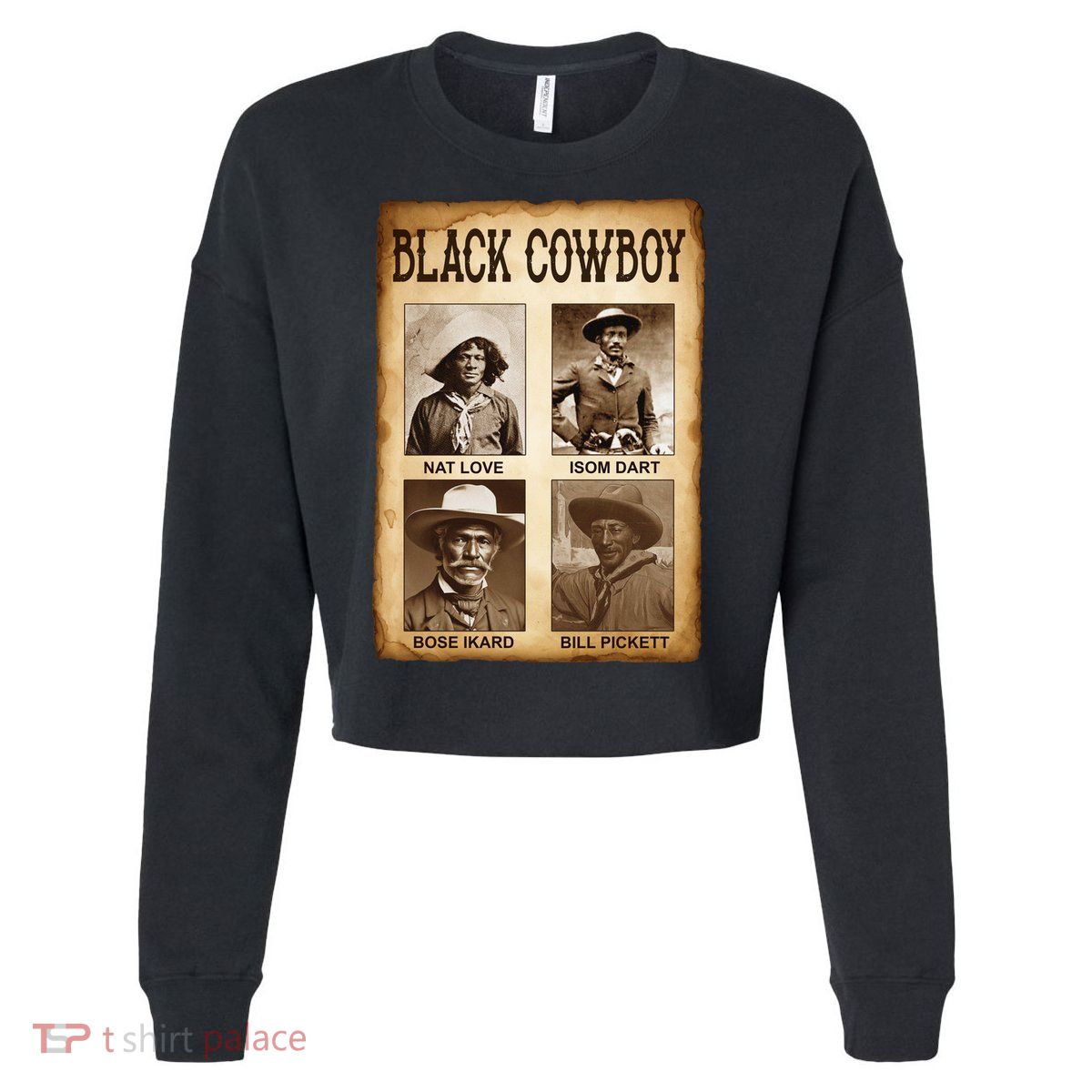 Black Cowboy Western Rodeo Melanin Black History Texas Cropped Pullover Crew