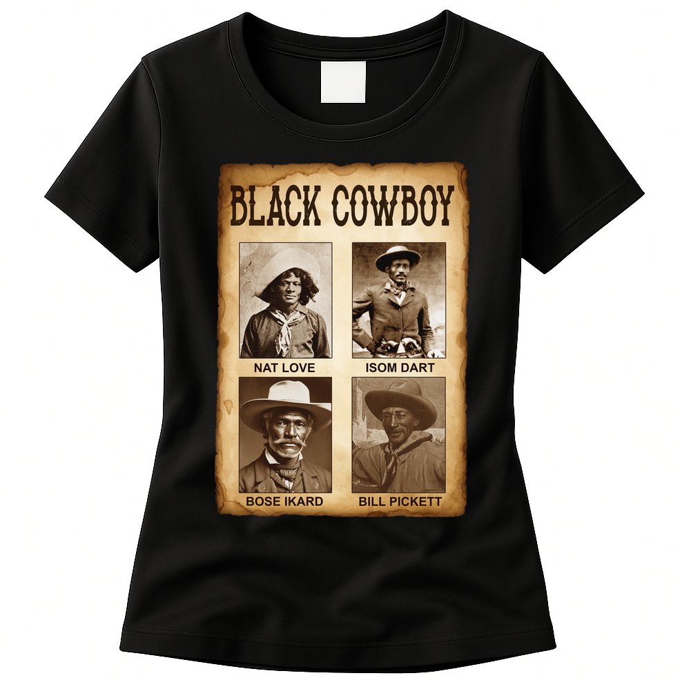 Black Cowboy Western Rodeo Melanin Black History Texas Womens T-Shirt