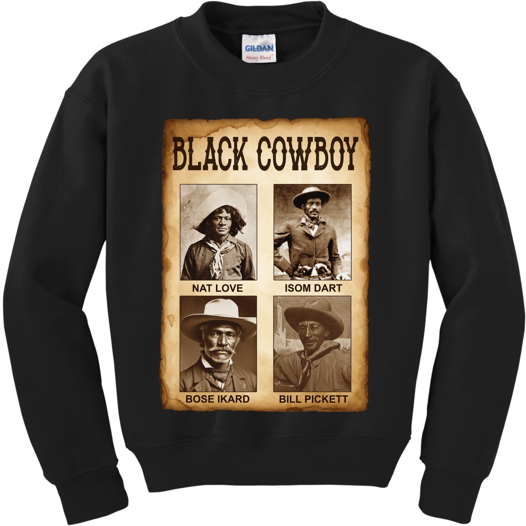 Black Cowboy Western Rodeo Melanin Black History Texas Kids Sweatshirt