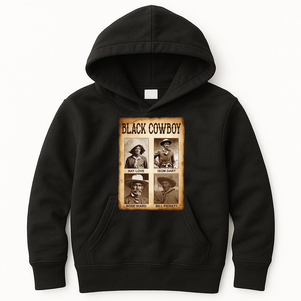 Black Cowboy Western Rodeo Melanin Black History Texas Kids Hoodie