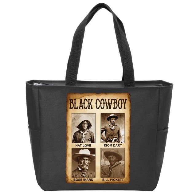 Black Cowboy Western Rodeo Melanin Black History Texas Zip Tote Bag