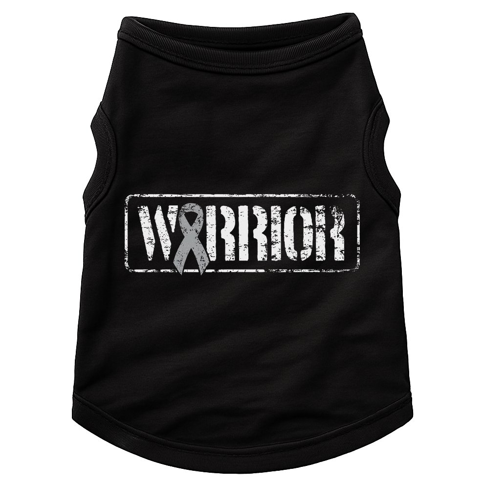 Brain Cancer Warrior Grey Military Style Ribbon Doggie Tank