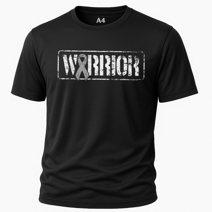 Brain Cancer Warrior Grey Military Style Ribbon Cooling Performance Crew T-Shirt