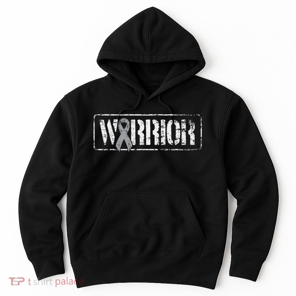 Brain Cancer Warrior Grey Military Style Ribbon Hoodie