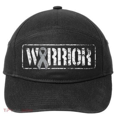 Brain Cancer Warrior Grey Military Style Ribbon 7-Panel Snapback Hat