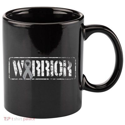 Brain Cancer Warrior Grey Military Style Ribbon 11oz C Handle Ceramic Mug