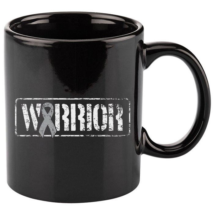 Brain Cancer Warrior Grey Military Style Ribbon 11oz C Handle Ceramic Mug