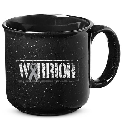 Brain Cancer Warrior Grey Military Style Ribbon 15oz Campfire Ceramic Mug