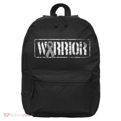 Brain Cancer Warrior Grey Military Style Ribbon 16 in Basic Backpack