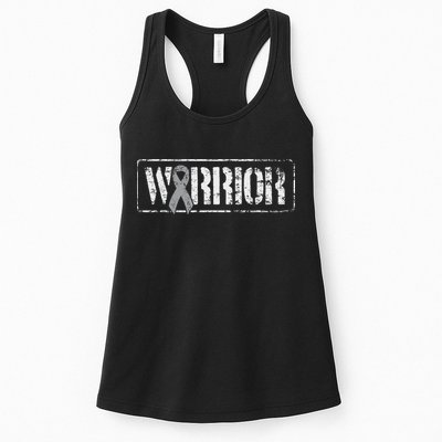 Brain Cancer Warrior Grey Military Style Ribbon Womens Tank Top