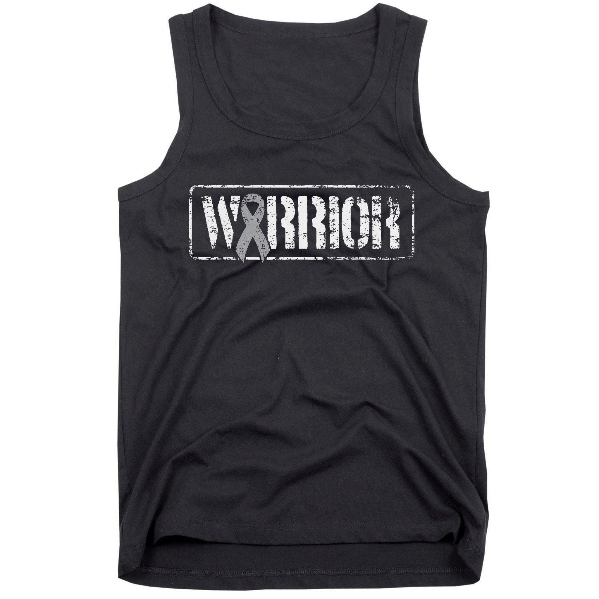 Brain Cancer Warrior Grey Military Style Ribbon Tank Top