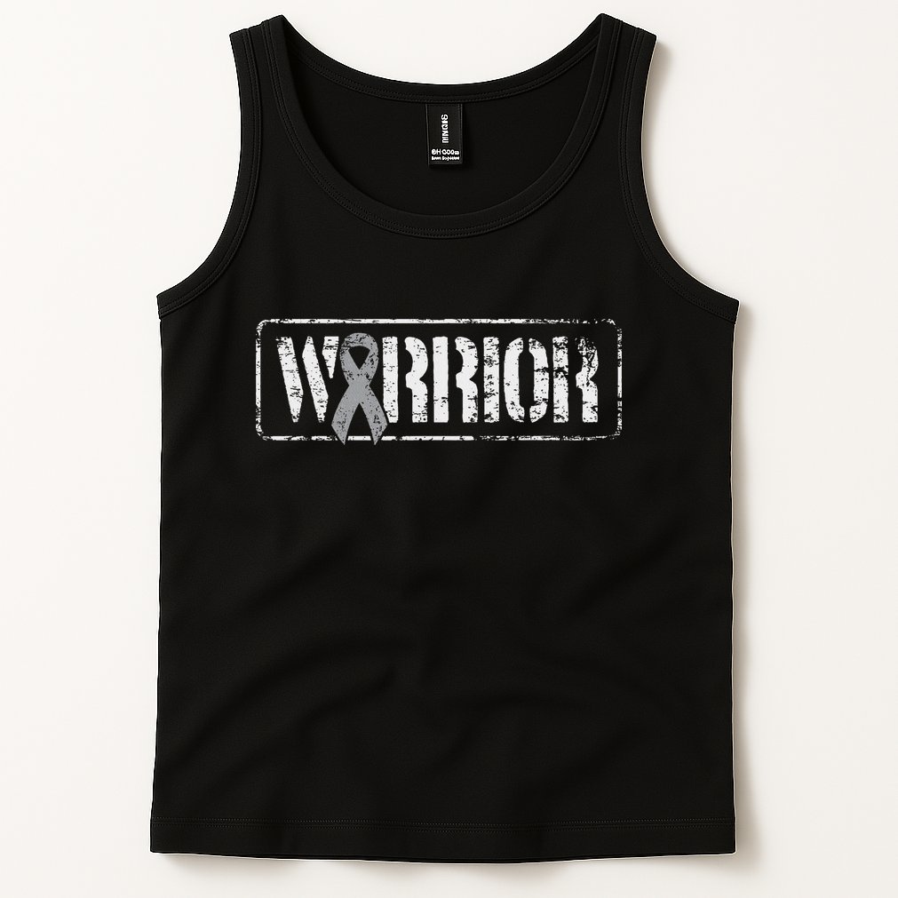 Brain Cancer Warrior Grey Military Style Ribbon Tank Top