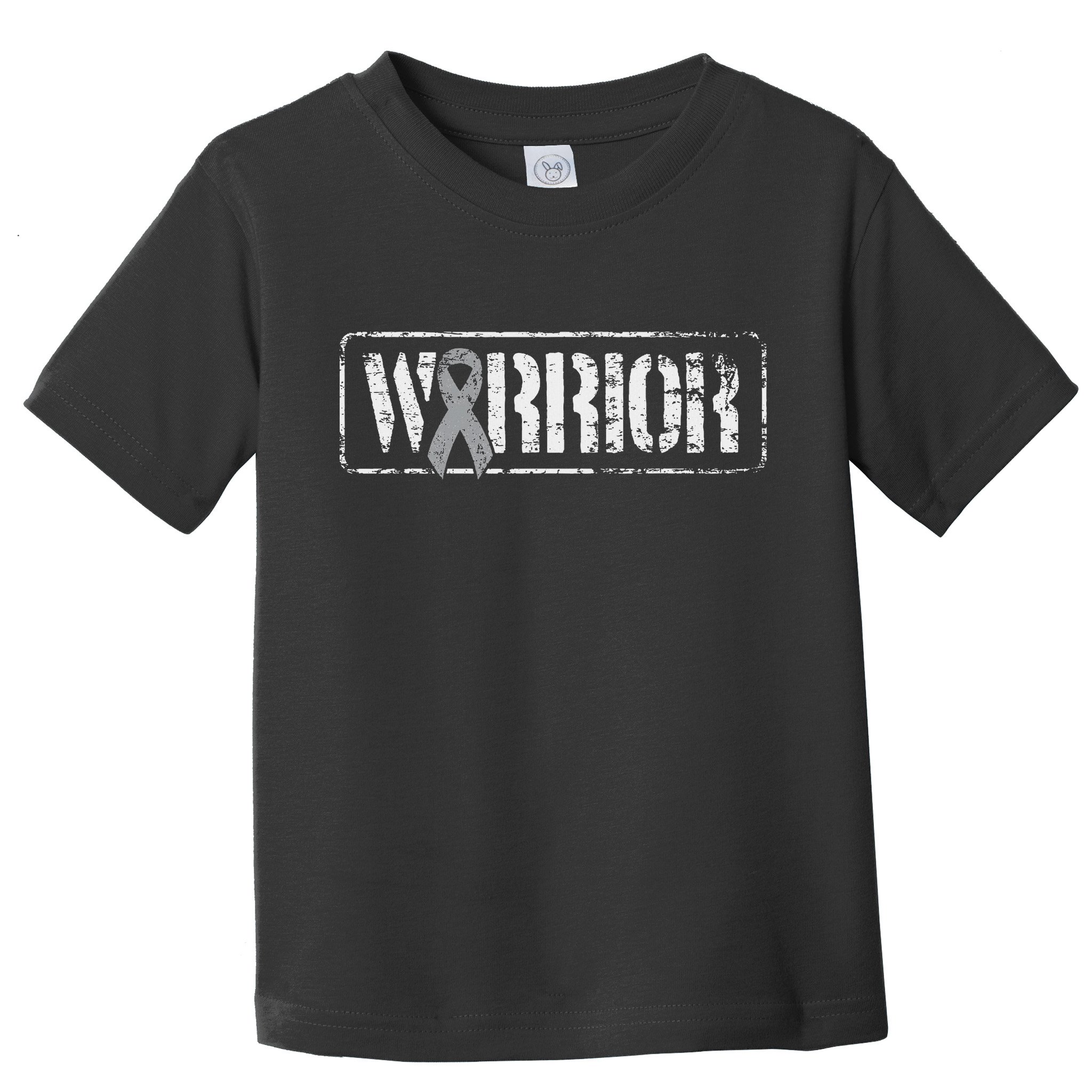 Brain Cancer Warrior Grey Military Style Ribbon Toddler T-Shirt