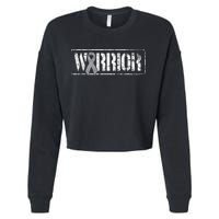 Brain Cancer Warrior Grey Military Style Ribbon Cropped Pullover Crew