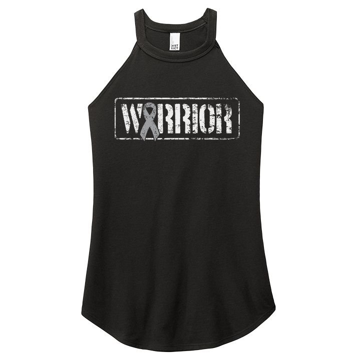 Brain Cancer Warrior Grey Military Style Ribbon Women's Perfect Tri Rocker Tank