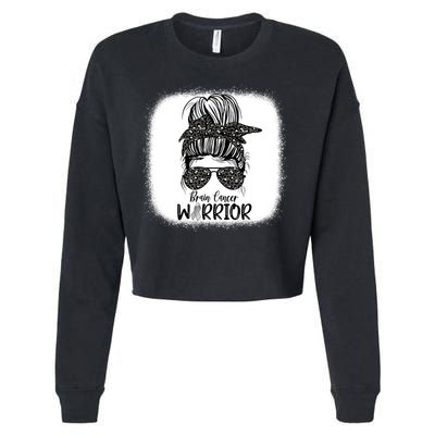 Brain Cancer Warrior Gift Cropped Pullover Crew