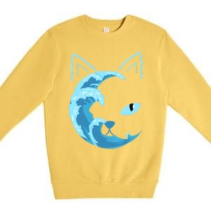 Blue Cats Wave For Kamala Funny Blue Wave Of Cat Ladies Premium Crewneck Sweatshirt