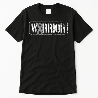 Brain Cancer Warrior Grey Military Style Ribbon Tall T-Shirt