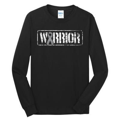 Brain Cancer Warrior Grey Military Style Ribbon Tall Long Sleeve T-Shirt