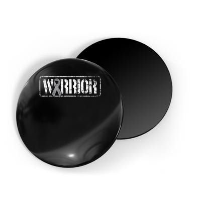 Brain Cancer Warrior Grey Military Style Ribbon Magnet