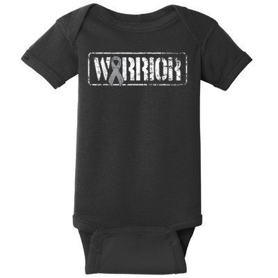 Brain Cancer Warrior Grey Military Style Ribbon Baby Bodysuit
