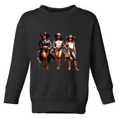 Black Cowgirl Western Rodeo Melanin Black History Texas Toddler Sweatshirt