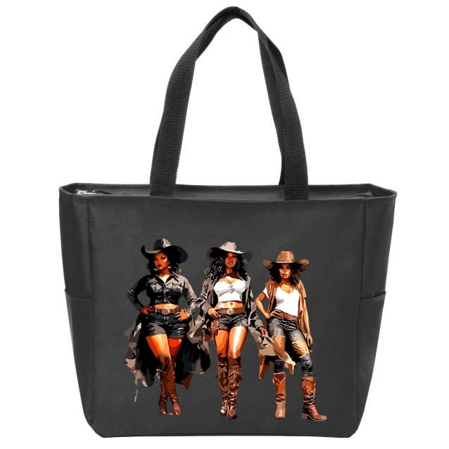 Black Cowgirl Western Rodeo Melanin Black History Texas Zip Tote Bag
