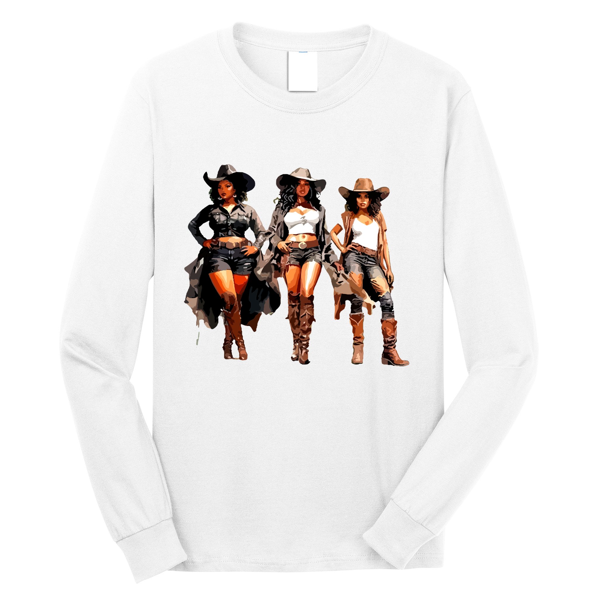 Black Cowgirl Western Rodeo Melanin Black History Texas Long Sleeve Shirt