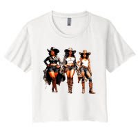 Black Cowgirl Western Rodeo Melanin Black History Texas Women's Crop Top Tee