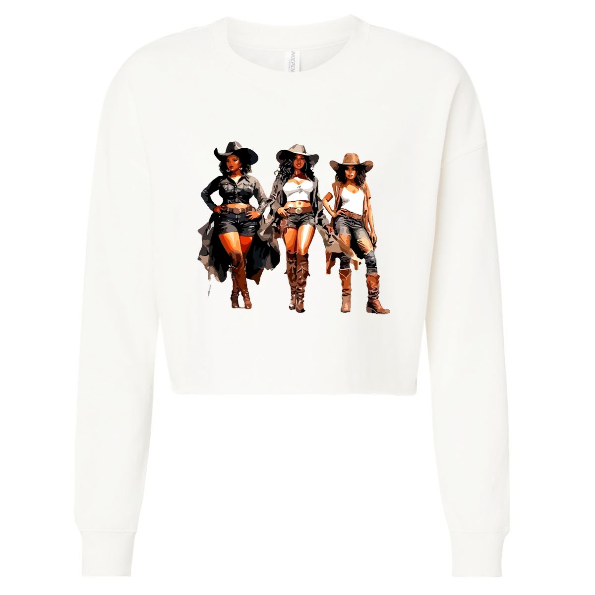 Black Cowgirl Western Rodeo Melanin Black History Texas Cropped Pullover Crew