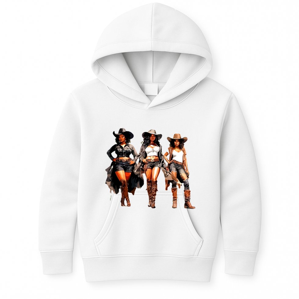 Black Cowgirl Western Rodeo Melanin Black History Texas Kids Hoodie