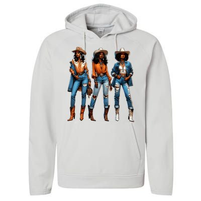 Black Cowgirl Western Rodeo Juneteenth Black History Texas Performance Fleece Hoodie