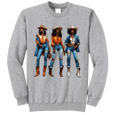 Black Cowgirl Western Rodeo Juneteenth Black History Texas Tall Sweatshirt