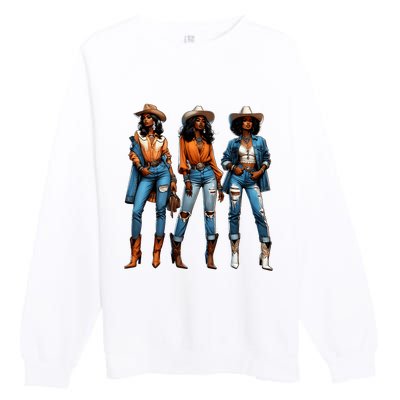 Black Cowgirl Western Rodeo Juneteenth Black History Texas Premium Crewneck Sweatshirt